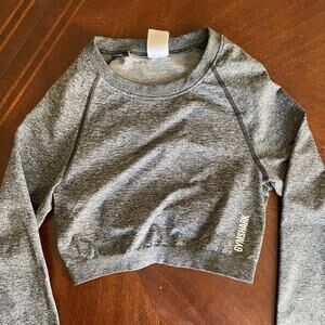 Gymshark Mari Seamless Long Sleeve Medium Gray Crop Top Athleticwear Gym